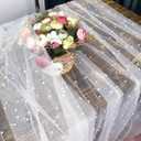2 Pcs 10 Ft Pearl Table Runner Lace Tablecloth 30x120 Inch White Tulle Fabric Cover Table Cloth Bridal Elegant Veil Arch Decorations for Wedding Baby Shower Birthday Pearl Party Dessert Table Decor