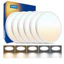 6Pack 12 Inch LED Flush Mount Ceiling Lights, 24W 2640LM, 2700K-6500K 5CCT Selectable, 220W Equiv Close to Ceiling Fixtures for Bedroom Kitchen Hallway Laundry, White