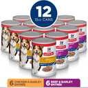 Hill's Science Diet Adult 7+, Senior Adult 7+ Premium Nutrition, Wet Dog Food, Variety Pack: Chicken & Barley; Beef & Barley Loaf, 13 oz Can Variety Pack, Case of 12 (EXP 10/01/27)