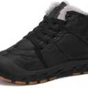 Boys Snow Boots Winter Waterproof Slip Resistant Cold Weather ShoesLittle Kid/Big Kid (Black, 38/6.5)