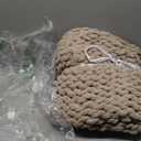 Bigacogo Chunky Knit Throw Blanket for Couch, 40x40 inches, 100% Hand Knitted with Thick Jumbo Chenille Yarn, Cozy Soft Large Rope Knot Cable Crochet Blankets for Sofa Bed Living Room, Taupe