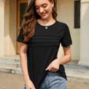 Summer Tops for Women Beach Fashion Spring Short Sleeve Shirts Outfits Business Tshirts Casual Blouses Clothes (Black, M)