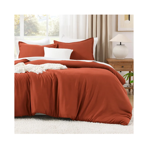 Litanika Comforter King Size Bed Set Burnt Orange, 3 Pieces Terracotta Boho Lightweight Fluffy Solid Bedding Comforter Set, Rust All Season (104x90In Comforter & 2 Pillowcases)
