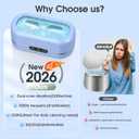 Professional Ultrasonic Jewelry Cleaner with Digital Timer,50KHz Ultrasonic Cleaner Machine with 304 Stainless Steel for Jewelry,Eyeglasses, Rings, Coin, Watch Strap, Dentures, Hygiene Items (Blue)