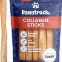 Pawstruck Natural Large 12" Beef Collagen Sticks for Dogs Long-Lasting Rawhide Alternative, High Protein Treats with Chondroitin & Glucosamine 5 Pack 