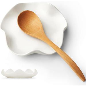 Mfacoy Spoon Rest for Stove Top, 5.3 Inch Ceramic Spoon Holder for Kitchen Counter, Coffee Spoon Holder, Cooking Utensil Rest for Spoons, Ladles, Tong, Heat-Resistant Spoon Rest, Housewarming Gifts