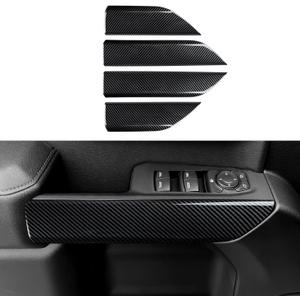 4PCS Car ABS Carbon Fiber Inner Door Handrail Handle Cover Interior Trim Decal for 2019-2025 Chevy Silverado | for 2019-2021 GMC Sierra 1500 2500 3500 HD Accessories Double Cab, Style B
