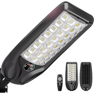 MMKT Solar Lights Outdoor, 8000W 3 Color Solar Street Lights, Commercial Solar Parking Lot Lights Waterproof Dusk to Dawn, Security Flood Lights with Motion Sensor for Yard, Basketball Court, Large