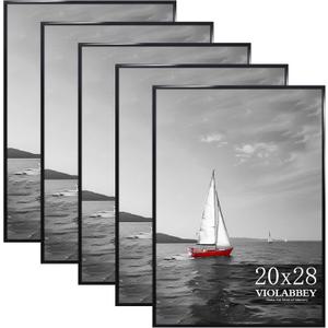 VIOLABBEY 20x28 Picture Frame Set of 5, Black Picture Frames for Wall Mounting Vertically or Horizontally, Gallery Wall Frame