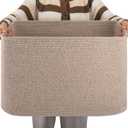OIAHOMY XXLarge Rectangle Blanket Basket-96L, Cotton Woven Basket for Storage, Dirty Clothes Basket for Living Room, Nursery, Bedroom, Toy Organizing with Handle, 24" x 16" x 15",Brown variegated
Visit the OIAHOMY Store