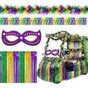 Tudomro 5 Pcs Mardi Gras Golf Cart Parade Decorations Huge Purple Green Mask Decoration Banner Hanging Fringe Banner for Mardi Gras Supplies Carnival Activities