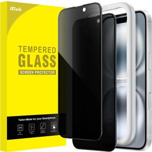 JETech Privacy Full Coverage Screen Protector for iPhone 16 6.1-Inch, Black Edge Anti-Spy Tempered Glass Film with Easy Installation Tool, Case-Friendly, 2-Pack