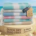 LANE LINEN Turkish Beach Towels for Women, Set of 6 - Large 39"x71", Pre-Washed, No-Shrink, Sand-Free, Quick Dry, Lightweight, Soft Beach Bath Towels - Vintage Beach