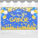 Avezano 8th Grade Graduation Banner 6x3.6ft 8th Grade Graduation Decorations Blue and Gold Bye Bye 8TH Grade Graduation Backdrop 2025