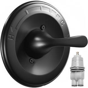 Shower Trim Kit for Delta 13/14 Series, Matte Black Metal Handle & Cover Plate, Fits R10000-UNBX/UNBXHF/UNWS/UNWSHF, Cartridge Included, Easy DIY Install (Valve Body Not Included)