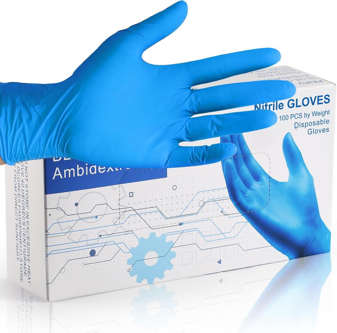PEIPU Nitrile Disposable GlovesPowder Free, Cleaning Service Gloves, Latex Free (Blue, M)