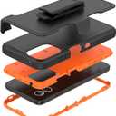 Rugged Phone Case for Moto G Power 5G 2024, with Belt Clip Holster & Kickstand Heavy Duty Shockproof Protective Full Body Case Cover for Moto G Power 2024 5G Phone (Orange)
