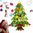 Felt Christmas Tree for Toddlers, DIY Felt Christmas Tree with Lights, Xmas Decorations Wall Hanging for Xmas Party Favors
