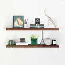 Homeforia Walnut Floating Shelves for Wall, Premium Solid Wood Shelf, Walnut Bathroom Shelves, Heavy Duty Bracket, 42 x 6.5 x 1.75 inch, Set of 2 (42 inch, American Walnut)