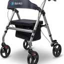 BodyMed Rollator with 8 in. Wheels - Adjustable Padded Seat, Dual Brake System, Compact Folding Design, Suitable for Most Terrains - Mobility Aid for Recovery and Daily Living
