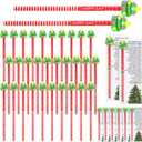 50 Sets Christmas Pencils Bulk Include Christmas Candy Cane Pencil with Xmas Tree Eraser Toppers The Legend of and The Xmas Tree Cards for Holiday Party Favor