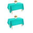 JALANCY 2 Pack Rectangle Tablecloth for 6 Foot Tables Washable Polyester Table Cover for Wedding Dining Table Parties Banquet（60x102 Turquoise）