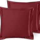 Nestl Soft Pillow Shams Set of 2 - Double Brushed Microfiber Pillow Covers - Hotel Style Premium Bed Pillow Cases, with 1.5” Decorative Flange, Euro 26"x26" - Burgundy