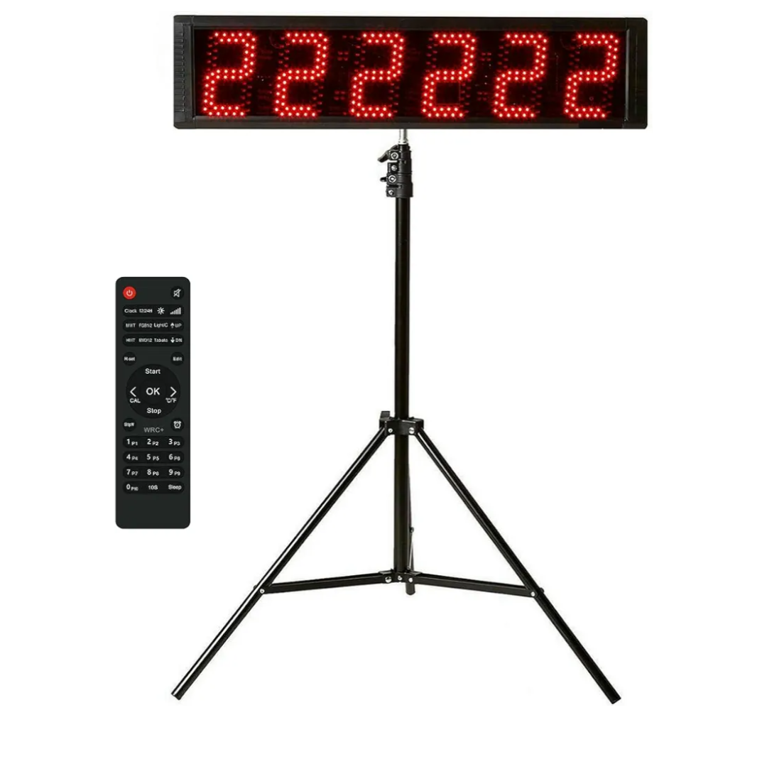 Tripod 26'' Huge Race Clock Timer (5.6’’ Numbers), Digital Countdown Clock, with Gym Interval Workout Timers, Stopwatch for Race Events Timing (Red)