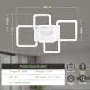 Modern LED Ceiling Light 5-Square Dimmable White Flush Mount LED Flower Ceiling Light with Remote for Living Room 5 Light-36.2 inch-Standard