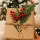 Norme 40 Pcs Christmas Floral Picks Christmas Greenery for DIY Gift Wrapping Plants Red Berry Pine Branches Artificial Picks and Sprays Stems Pine Sprigs for Crafts Wreath Garland Decor(Classic Style)