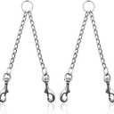 2 Pieces Heavy Duty Double Dog Leash Metal Chain,YuCool Metal Dual Dog Leash Coupler,Tangle Free Extension Splitter Lead for 2 Dogs for Walking-Sliver