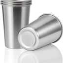 Pack of 4 16oz Stainless Steel Pint Cup, Healthy Unbreakable and Stackable, Metal Drinking Glasses