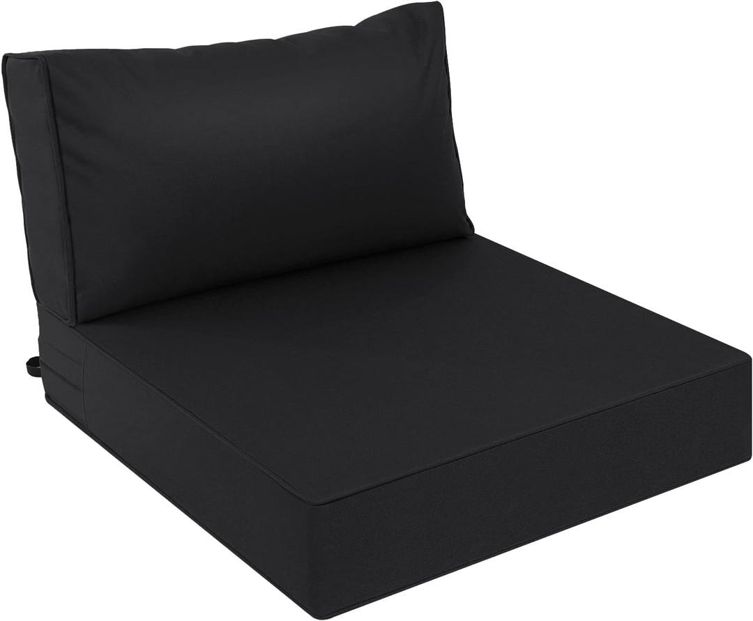 AAAAAcessories Outdoor Deep Seat Cushions, Waterproof, Fade-Resistant Patio Furniture Replacement Cushions, 25.5" x 25.5" x 5" + 25.5" x 13.5", Black