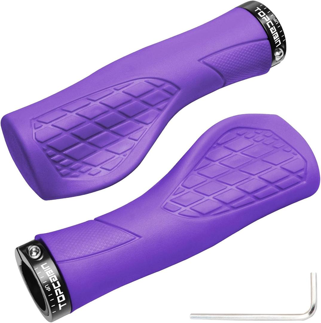 TOPCABIN Bicycles Handlebar Grips, Aluminum Lock-on Ergonomic Bike Grips, Cushion Vibrations Comfort Bike Handlebar Grips, Mountain MTB BMX Bicycles Grips for Scooter