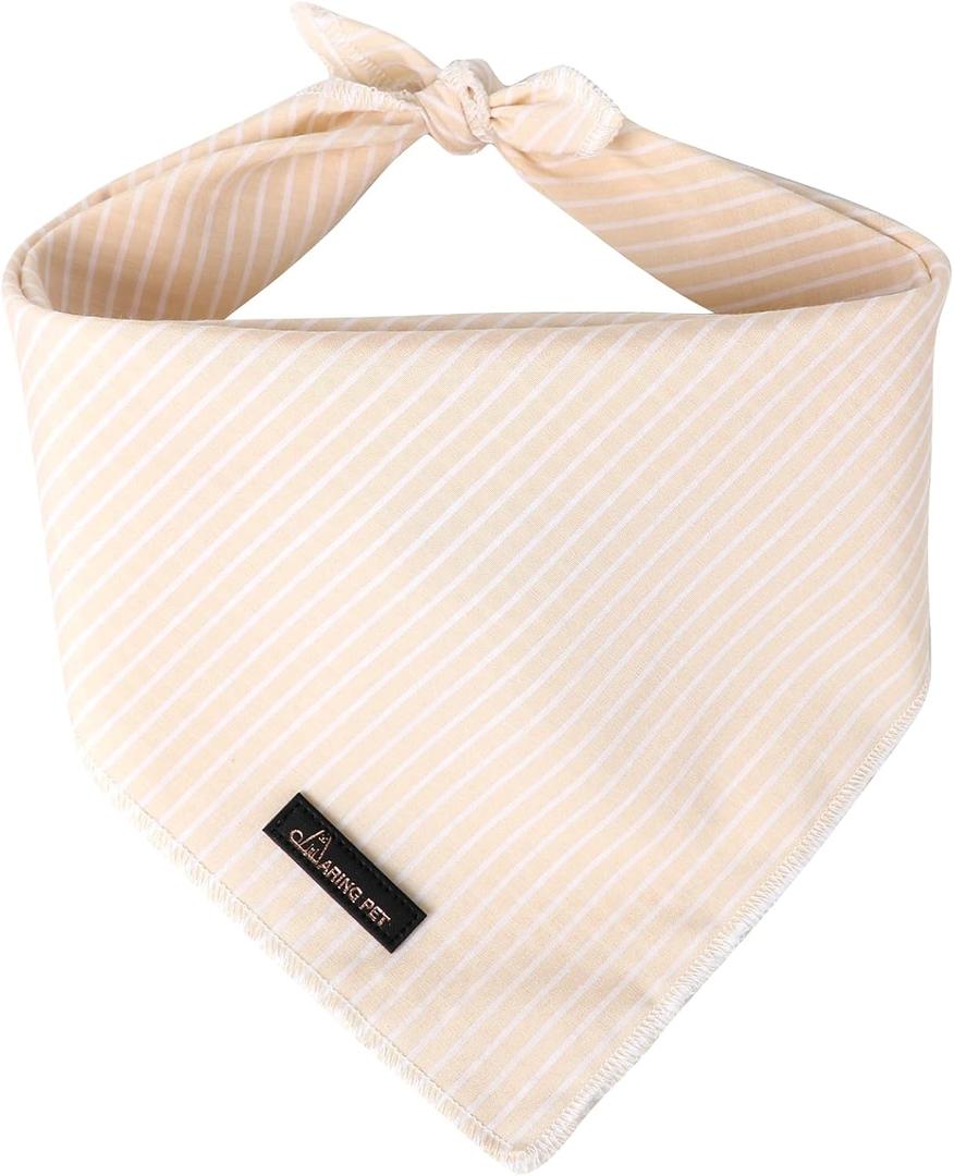 ARING PET Summer Dog Bandana-Cute Khaki Dog Bandanas, Comfortable Pet Scarf Dogs Triangle Bibs for Small to Large Boy Girl Dogs and Cats (Large (Pack of 1))