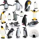 ONEST 18 Pieces Mini Penguin Figurines Toy Set Realistic Arctic Animals Toys Penguins Cake Toppers Polar Small Penguin Figures for Kids Birthday Gift