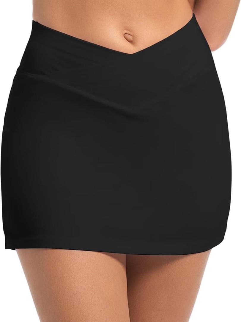 Womens Mini Skorts Mid-Waisted Side Split Skirts A Line Tennis Skirts with Shorts Underneath Casual Y2k Summer XXL