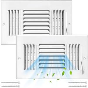 6 Pcs 14x8 Inch Air Vent Covers for Home Ceiling,3-Way Solid Metal Wall Vent Cover Ac Vent Ceiling Register,Return Air Vent Cover,Vent Grill for Wall (White,Interior Size 14 x 8)