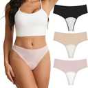 Seamless Camel Toe Cover Thong for Women  Built-In Pad Concealer Underwear to Hide Feminine Lines (Medium, Black+pink+flesh Color)