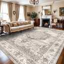 Area Rugs 10x14 Living Room: Machine Washable Rug - Soft Carpet for Bedroom - Stain Resistant Vintage Distressed Area Rug 10'x14' Beige