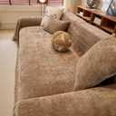 Brown Couch Covers for Sectional Sofa Non Slip Chenille Sofa Covers Washable for Dogs with Tassels, Wear Resistant Sofa Throw Blanket for Couches Loveseat Covers for Home Decor, 71''x118''