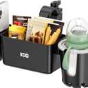 KDD Stroller Cup Holder with Snack Tray, 3-in-1 Universal Stroller Tray with Phone Holder, Removable Drink Holder, 360° Rotation Tray Attachment for Uppababy, Nuna, Wheelchair, Bike, Walker, Scooter (Black)