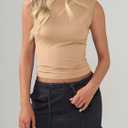 Imily Bela Womens Going Out Casual Tank Tops 2025 Trendy Summer Basic Sleeveless Backless T Shirts Cute Slim Fit Y2K Tee (Beige, L)