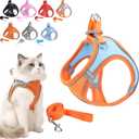 Stimuli Cat Harness Design For Outdoor Cats, Stimulicat Harness Adjustable Soft Mesh Vest With Reflective Safety Strips, Allowing Cats To Safe And Stress-Free (Orange 1, M (recommended 10-18 catties))