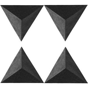 4 Pack Bass Traps for Ceiling Corner 16.5" Triangle 12" Depth Triangular Pyramid Acoustic Foam Bass Trap Sound Proofing for Home Studio Booth Low to High Frequency Sound Absorption Foam
