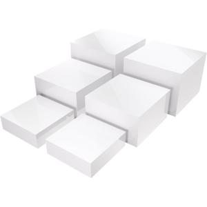 Buffet Risers, Food Risers for Buffet Table, Display Stand Shelf for Catering Dessert Collectibles Jewelry Figures Show, 6''x7''x8'' Acrylic Cube Display Nesting Risers with 6 Hollow Bottoms (White)