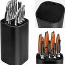 Fohil Knife Block without Knives, Universal Knife Block, Detachable Knife Holder, Space Saver Knife Storage Holder with Scissors Slot, Sharpening Bar Slot, Kitchen Knife Holder Black