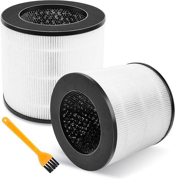 Keetidy True HEPA Replacement Filters for MA Air Purifier 14/14W/14B models, H13 True HEPA and Activated Carbon Filters, 3 in 1 PreFilters, 2 Pack