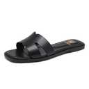 FW FRAN WILLOR Women's Flat Sandals Dressy Comfortable Slide Sandals Fashion Square Open Toe Slip On Beach Sandals for Summer, Size 7,5