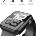 3 x Misxi 2 Pack Tempered Glass Case Compatible for Apple Watch Series 11 (2025) Series 10 42mm, Hard PC Screen Protector Overall Protection Ultra-Thin Lightweight Scratch-Resistant Cover for iWatch, Black
